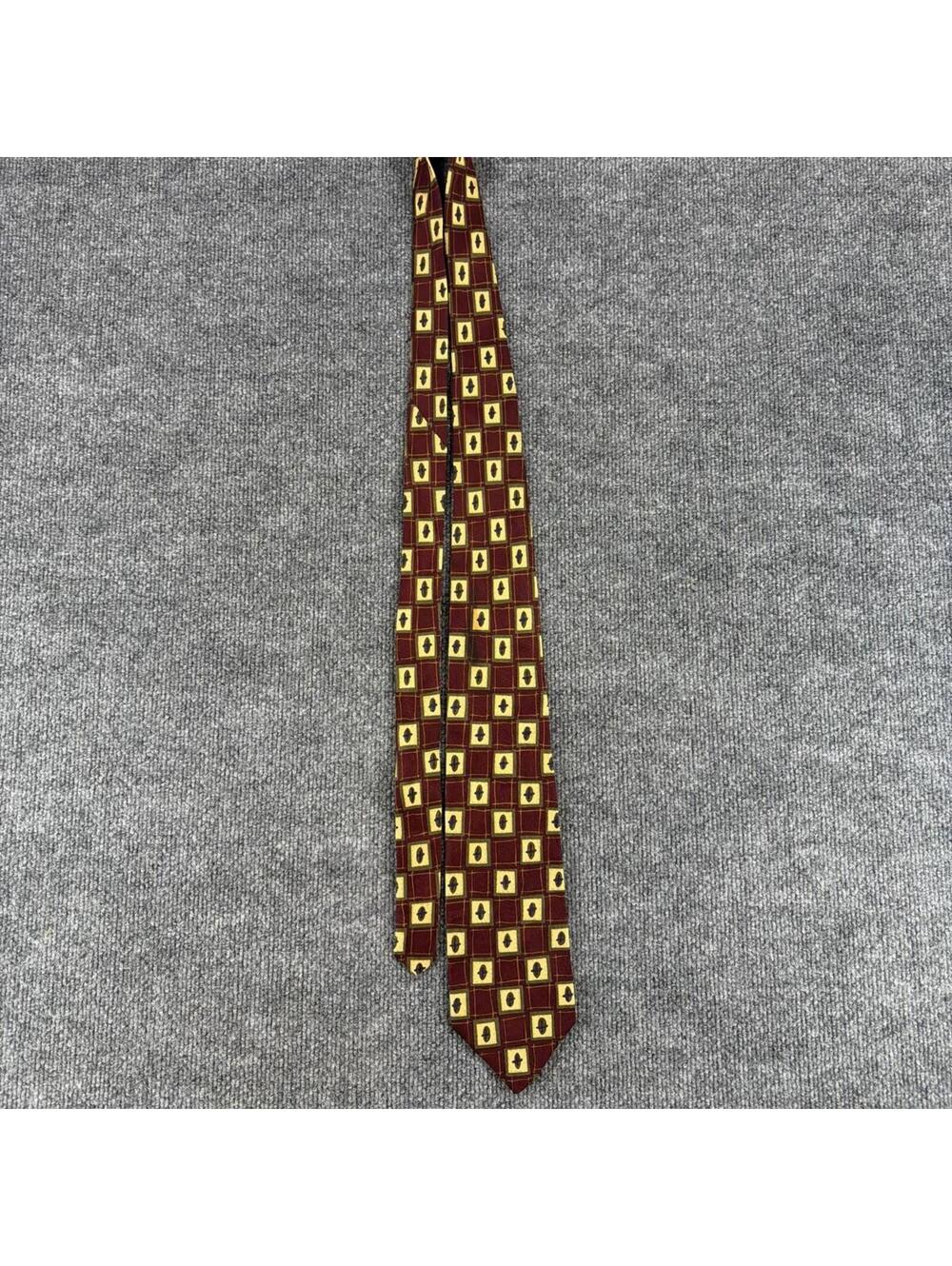 Vintage Robert Talbot Studio Nordstrom‎ Men's Burgundy Yellow Tie 100% Silk